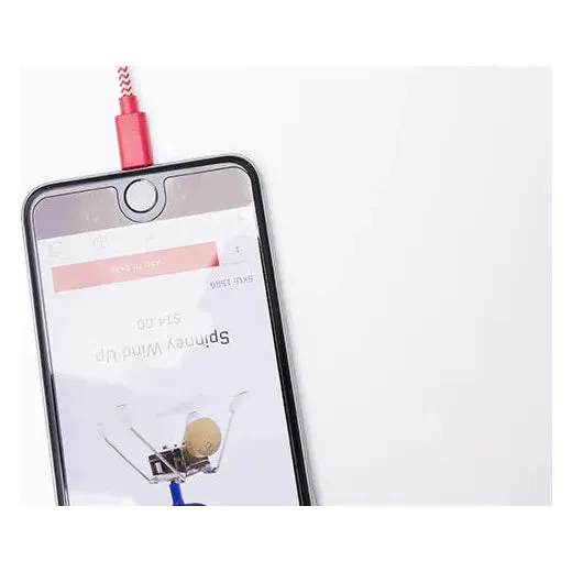 iPhone Lightning Red Cotton Braided Charging Cable