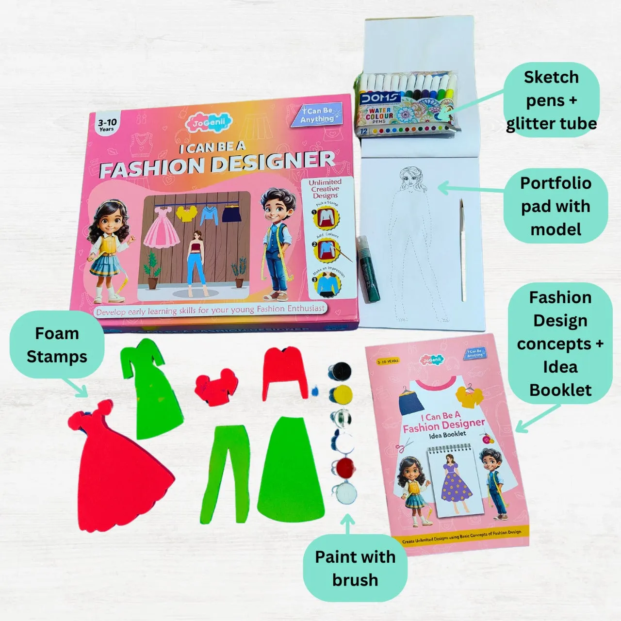 JoGenii's I Can Be a Fashion Designer DIY Kit | Best gift got young Fashionistas | Perfect Gift