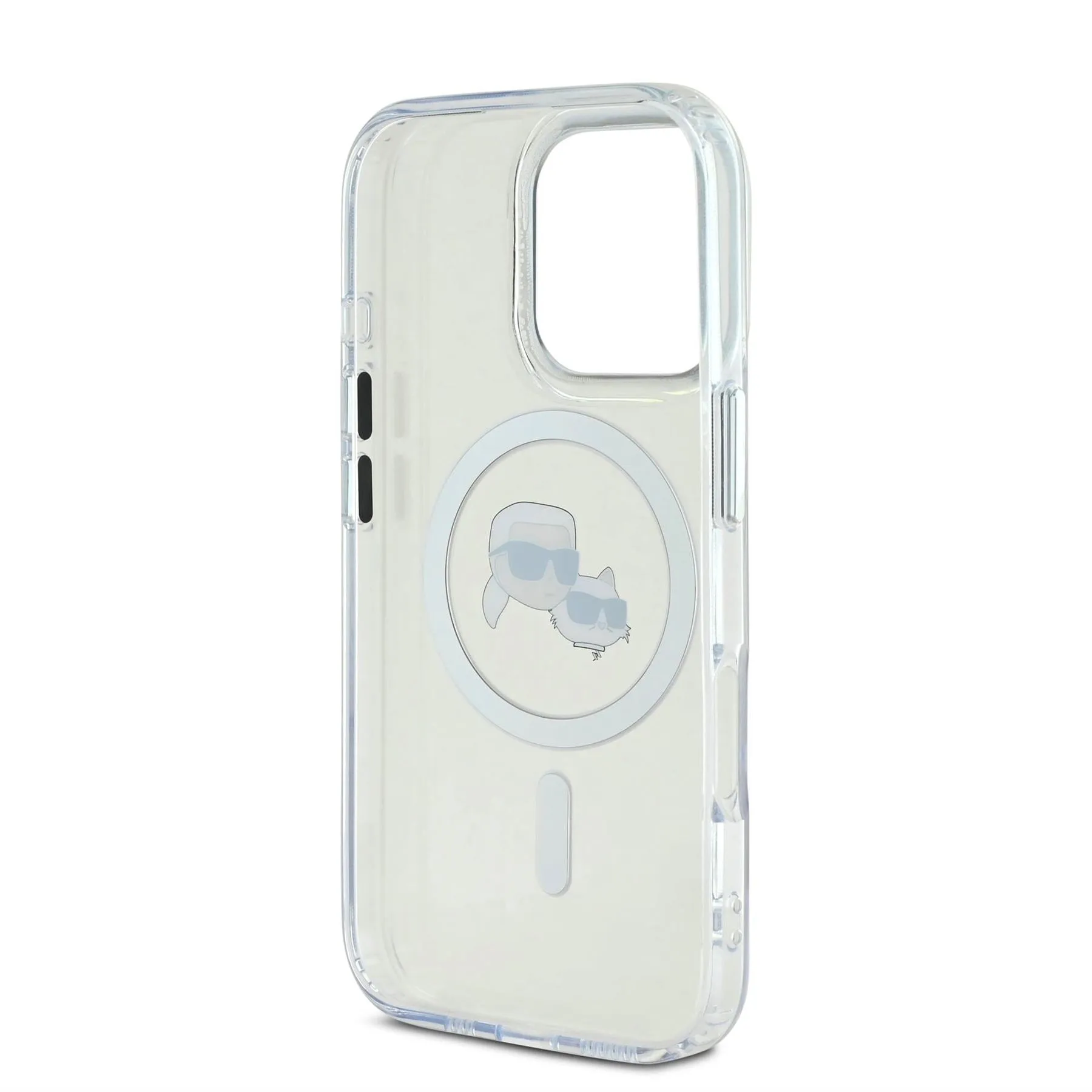 Karl Lagerfeld IML Karl & Choupette Head Metal Frame Case with MagSafe for iPhone 16 Pro 6.3" Clear - KLHMP16LHLSKCH