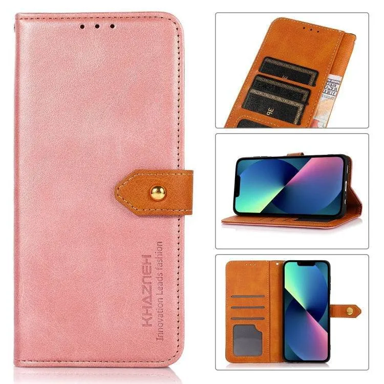 KHAZNEH Stylish Two-Tone Leather Flip Case for iPhone 16 Plus