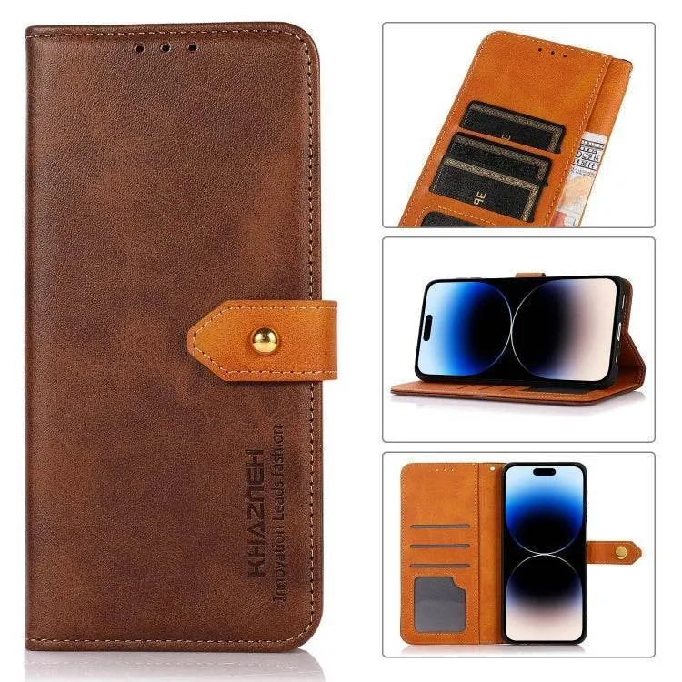 KHAZNEH Stylish Two-Tone Leather Flip Case for iPhone 16 Plus