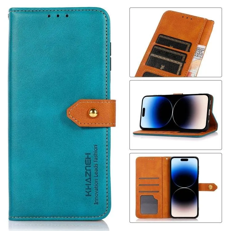 KHAZNEH Stylish Two-Tone Leather Flip Case for iPhone 16 Plus