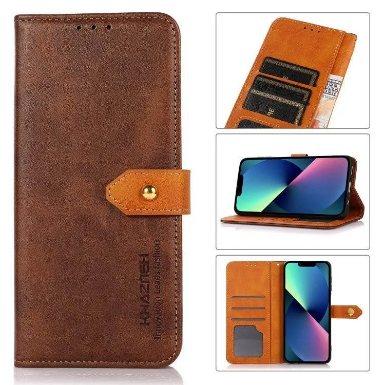 KHAZNEH Stylish Two-Tone Leather Flip Case for iPhone 16 Plus