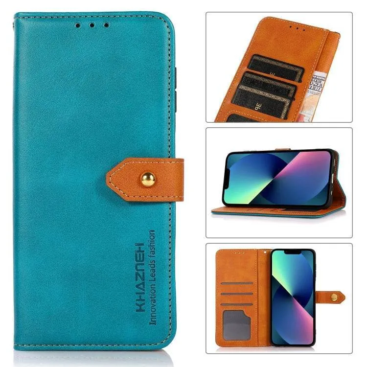 KHAZNEH Stylish Two-Tone Leather Flip Case for iPhone 16 Plus