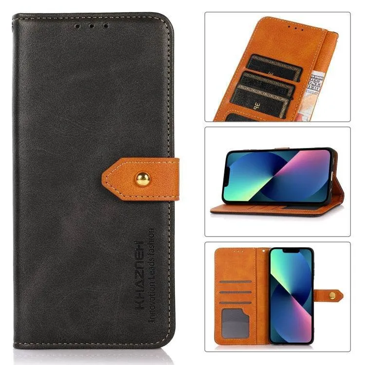 KHAZNEH Stylish Two-Tone Leather Flip Case for iPhone 16 Plus