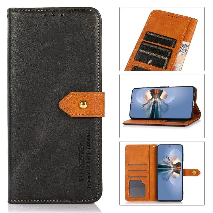 KHAZNEH Stylish Two-Tone Leather Flip Case for iPhone 16 Plus