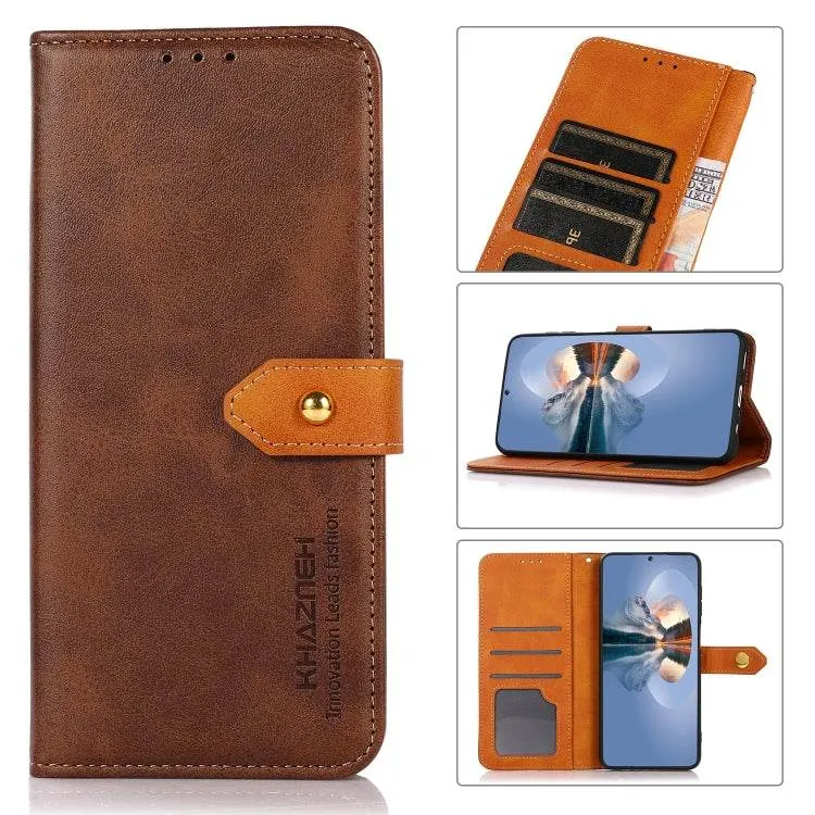 KHAZNEH Stylish Two-Tone Leather Flip Case for iPhone 16 Plus