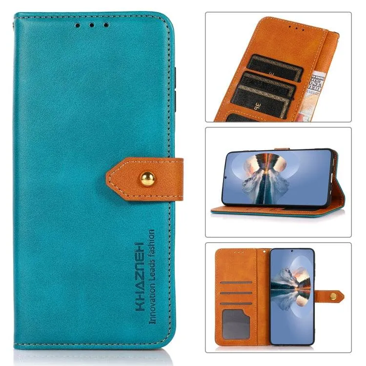 KHAZNEH Stylish Two-Tone Leather Flip Case for iPhone 16 Plus