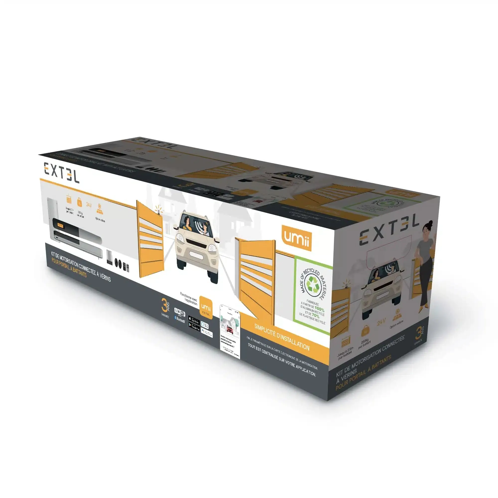 Kit automazione per cancelli a 2 battenti 24V connessa Wi-Fi XV250 Extel Umii