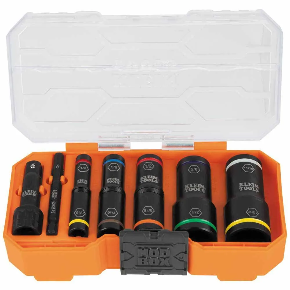 Klein Tools 65618 KNECT Heavy Duty Flip Impact Socket Set, SAE, 8-Piece