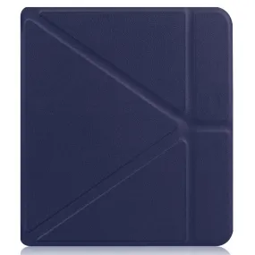 Kobo Libra 2 cool origami stand PU leather flip case - Dark Blue