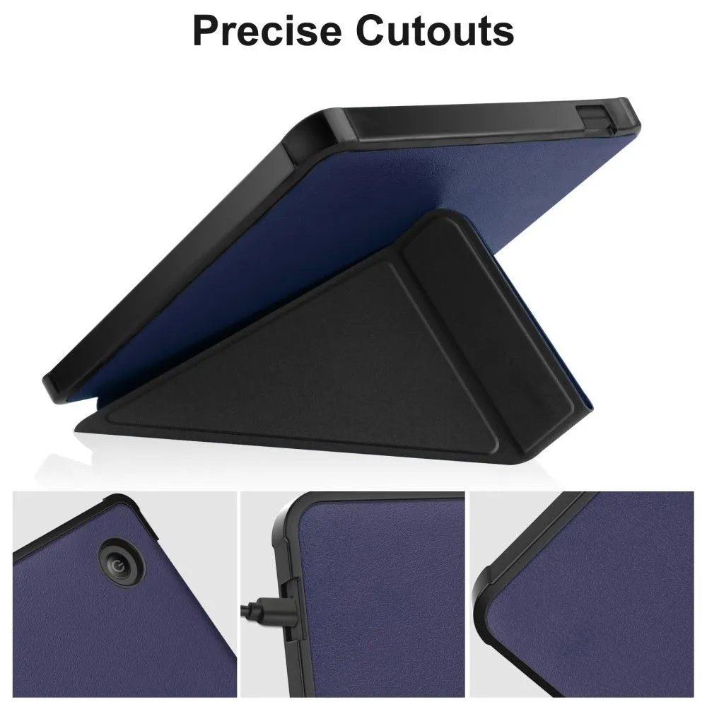 Kobo Libra 2 cool origami stand PU leather flip case - Dark Blue