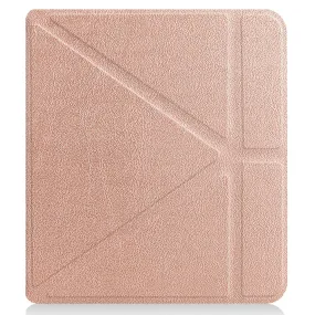 Kobo Libra 2 cool origami stand PU leather flip case - Rose Gold