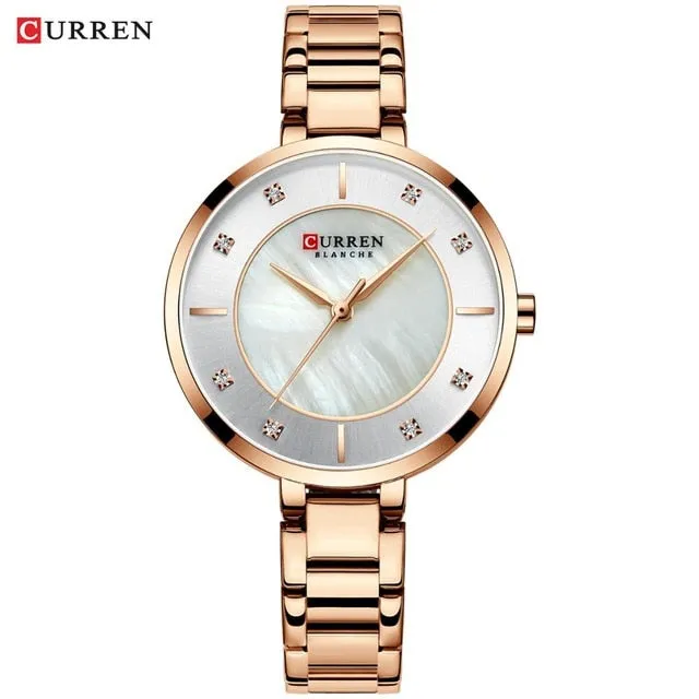 Ladies Fashion Luxury Rhinestone Dial Quartz Clock Water Resistant Stainless Steel Band Wristwatch Watch