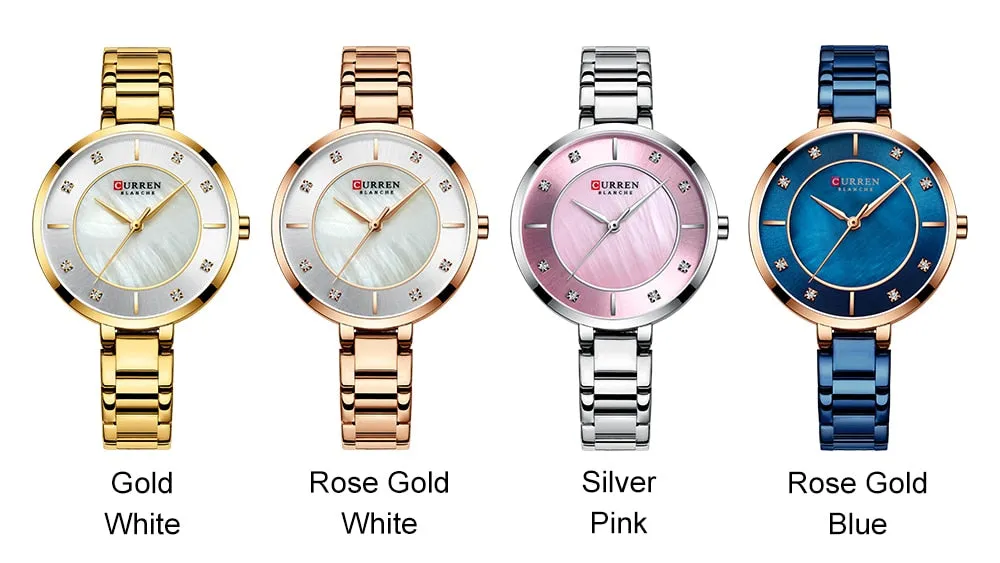 Ladies Fashion Luxury Rhinestone Dial Quartz Clock Water Resistant Stainless Steel Band Wristwatch Watch