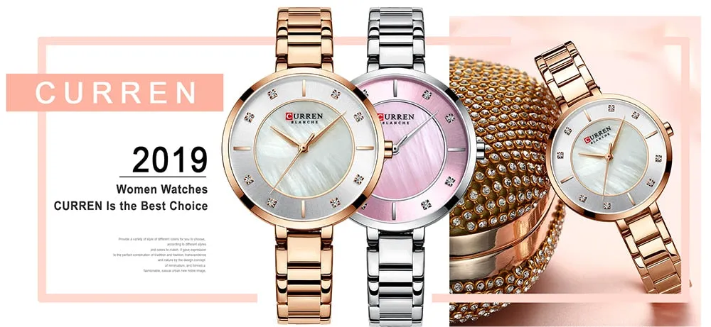 Ladies Fashion Luxury Rhinestone Dial Quartz Clock Water Resistant Stainless Steel Band Wristwatch Watch