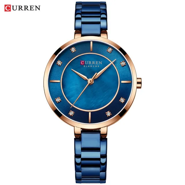 Ladies Fashion Luxury Rhinestone Dial Quartz Clock Water Resistant Stainless Steel Band Wristwatch Watch