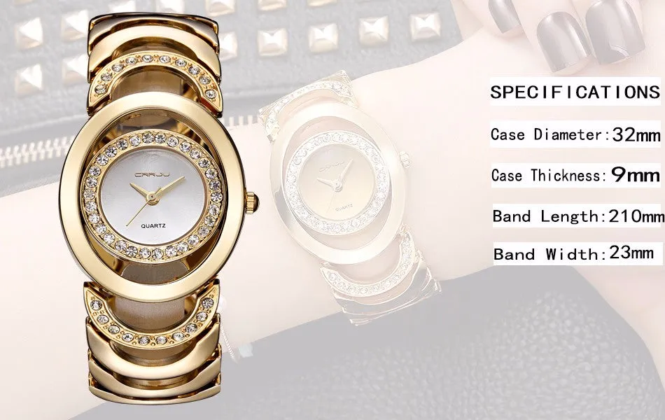 Ladies' Luxury Brand bracelet  Stainless Steel Rhinestone Quartz Watch