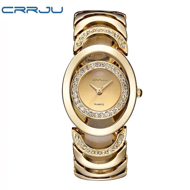 Ladies' Luxury Brand bracelet  Stainless Steel Rhinestone Quartz Watch