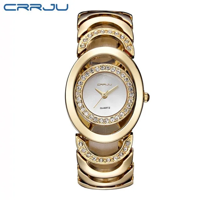 Ladies' Luxury Brand bracelet  Stainless Steel Rhinestone Quartz Watch