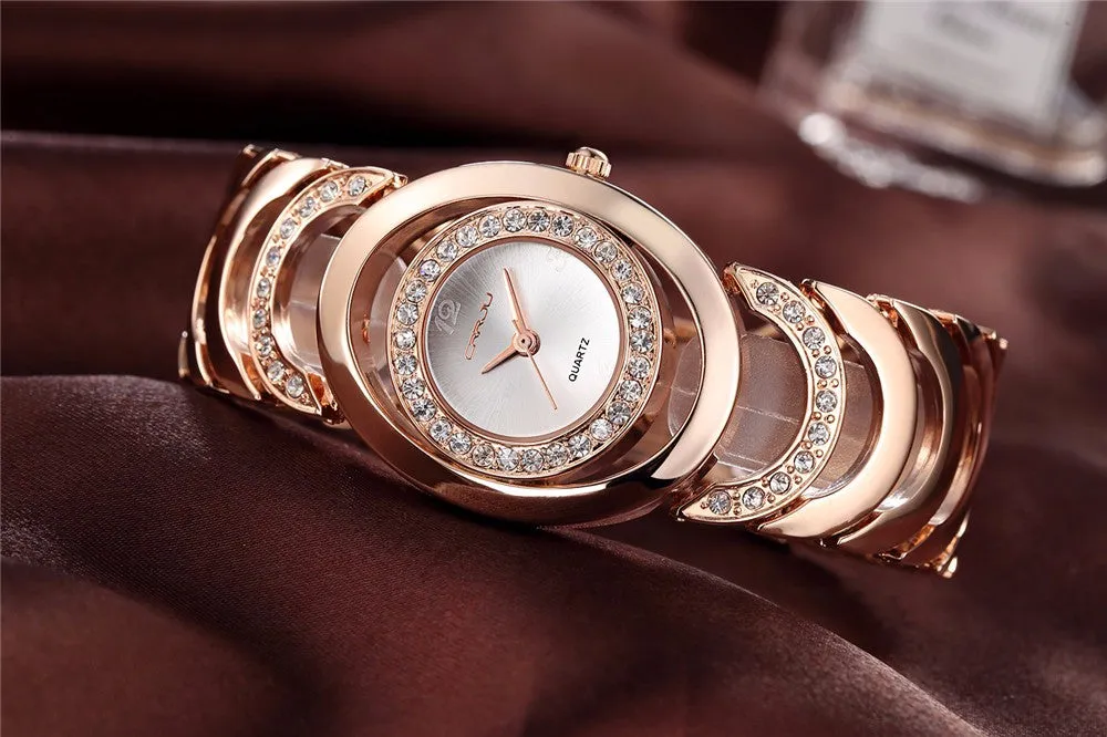 Ladies' Luxury Brand bracelet  Stainless Steel Rhinestone Quartz Watch