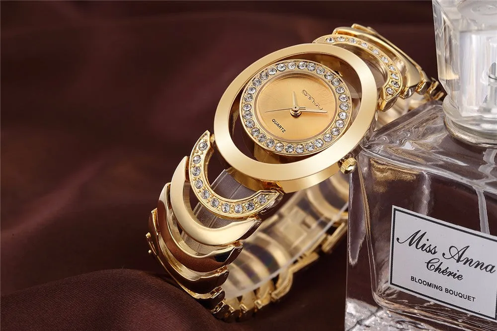 Ladies' Luxury Brand bracelet  Stainless Steel Rhinestone Quartz Watch