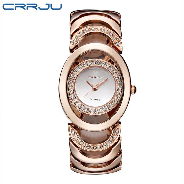 Ladies' Luxury Brand bracelet  Stainless Steel Rhinestone Quartz Watch