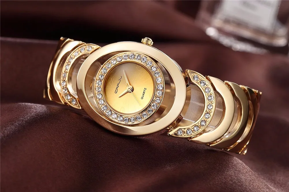 Ladies' Luxury Brand bracelet  Stainless Steel Rhinestone Quartz Watch