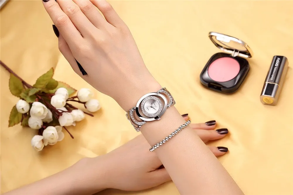 Ladies' Luxury Brand bracelet  Stainless Steel Rhinestone Quartz Watch