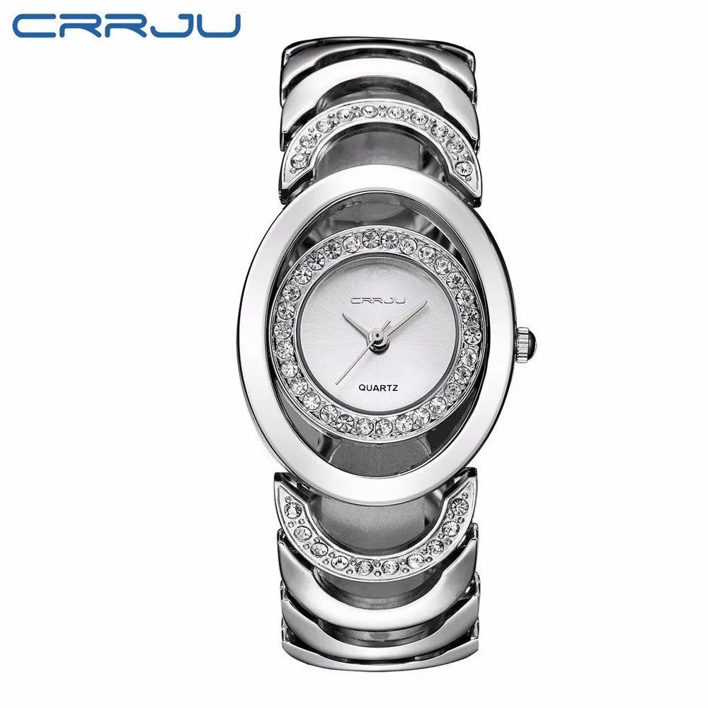 Ladies' Luxury Brand bracelet  Stainless Steel Rhinestone Quartz Watch