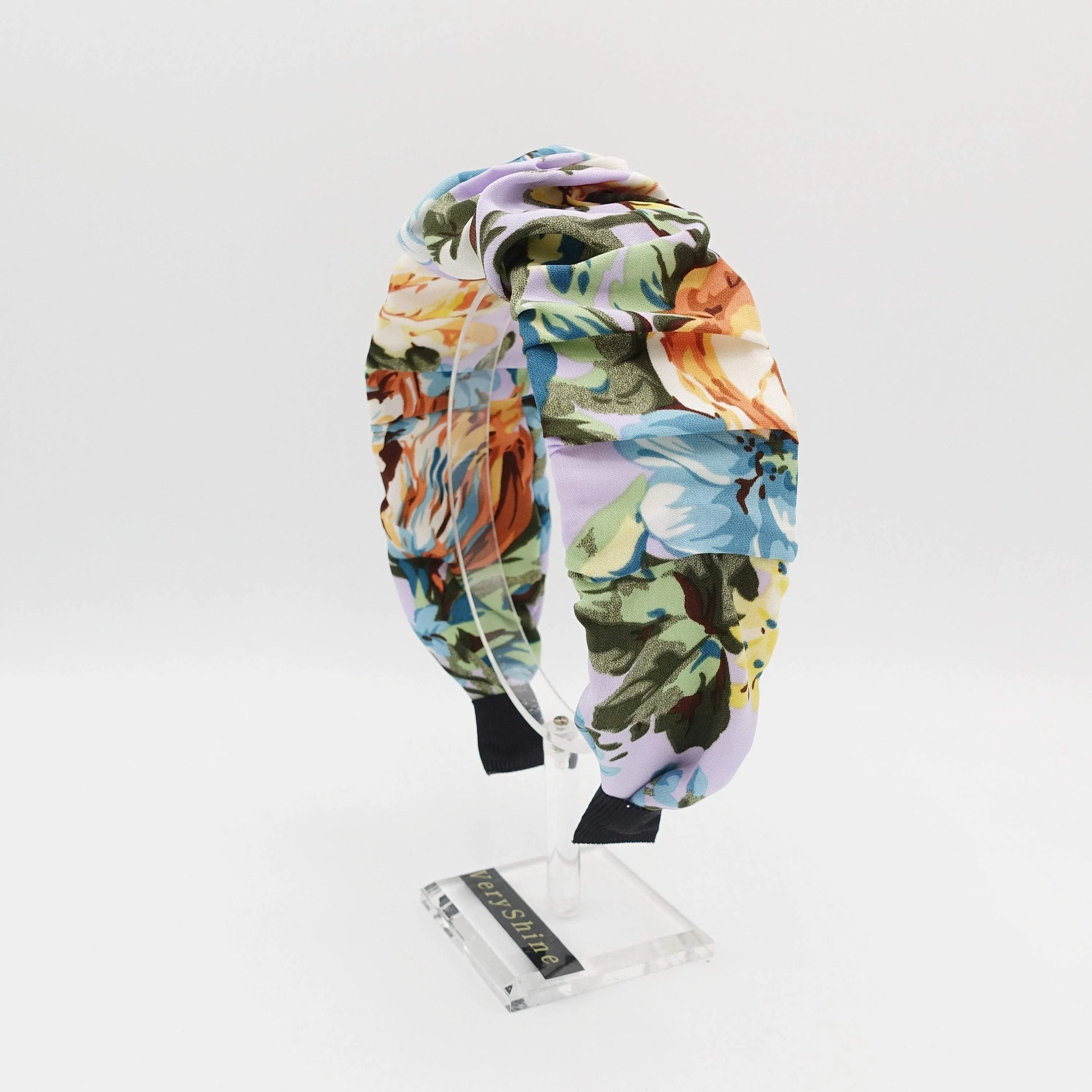 large flower print headband pleated hairband colorful hair accessory for women