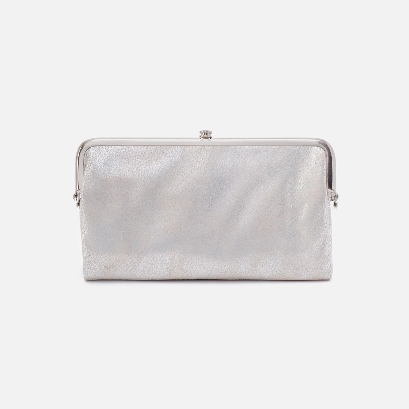 Lauren Clutch-Wallet In Metallic Leather - Silver