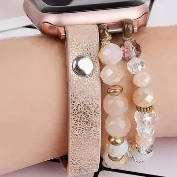 Leopard Calf Leather and Crystal Apple Watch Band