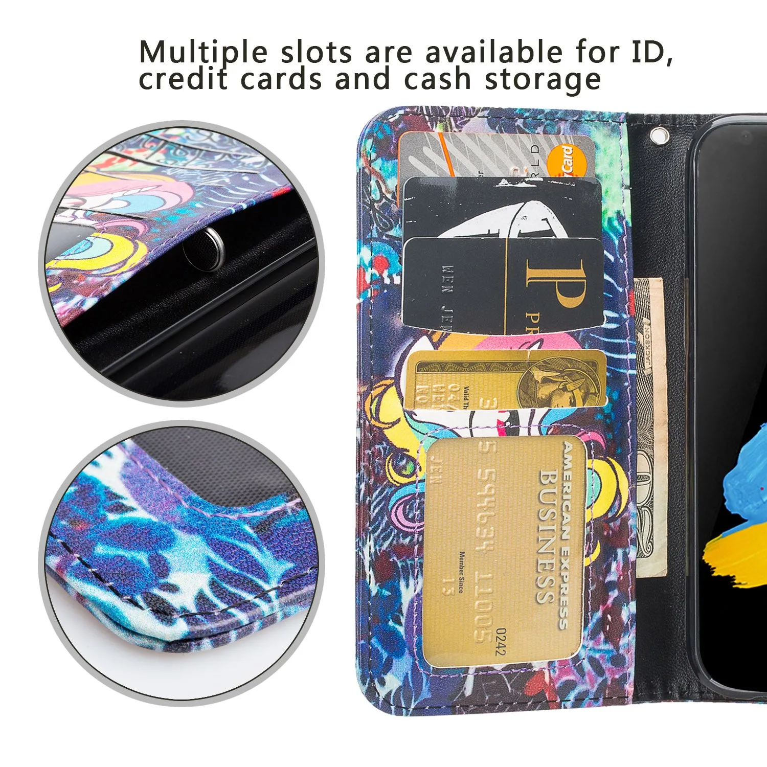 LG K20 Plus Case, LG K20 V, K10 2017 Wrist Strap Pu Leather Magnetic Flip Fold[Kickstand] Wallet Case with ID & Card Slots - Rainbow Unicorn