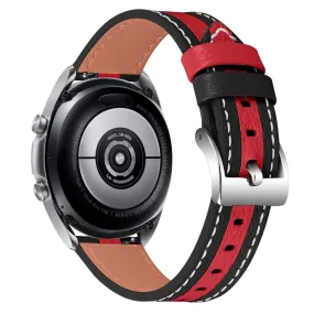 LG Watch Sport color splicing cowhide leather watch strap - Black / Red