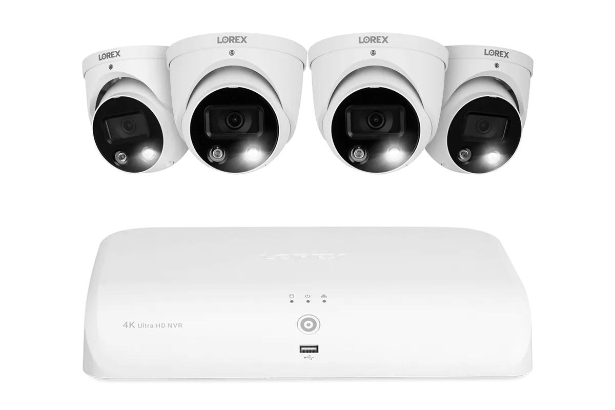 Lorex 4K (8 Camera Capable) 2TB Wired NVR System with Smart Deterrence and Smart Motion Detection Dome Cameras