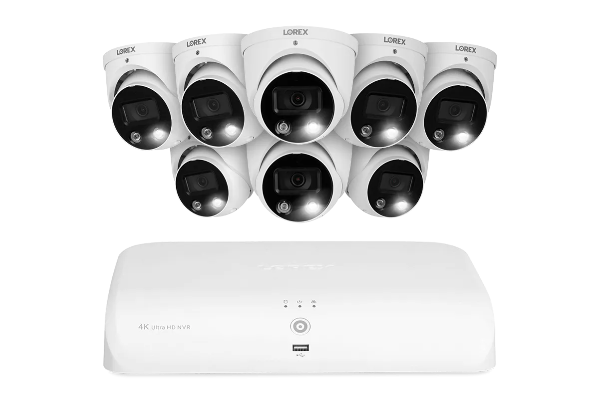 Lorex 4K (8 Camera Capable) 2TB Wired NVR System with Smart Deterrence and Smart Motion Detection Dome Cameras