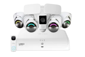 Lorex Fusion 4K 16 Camera Capable (8 Wired   8 Fusion Wi-Fi) 2TB NVR System with Four H16 IP Dome Cameras, One 2K Wired Doorbell, and One 2K Floodlight