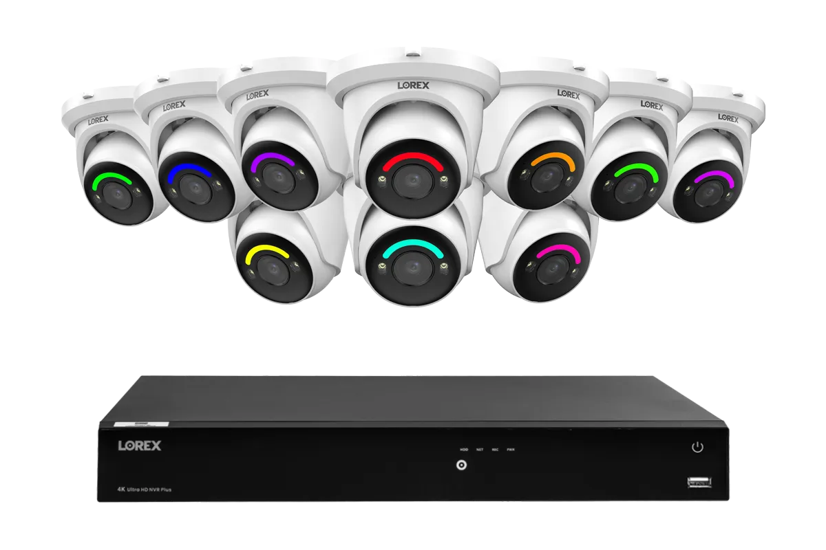 Lorex Fusion Series 4K 16 Camera Capable (Wired or Fusion Wi-Fi) 4TB Wired NVR System with H12 Wired 4K IP Dome Cameras