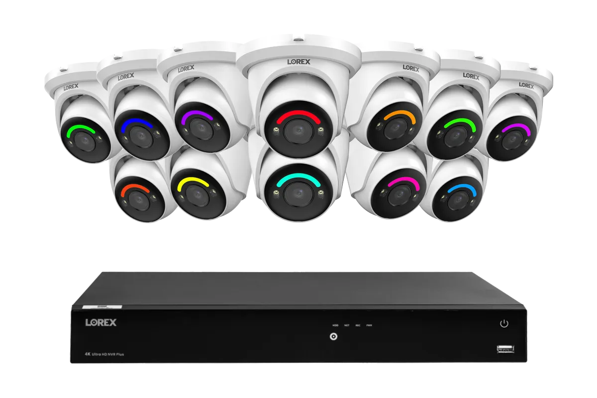 Lorex Fusion Series 4K 16 Camera Capable (Wired or Fusion Wi-Fi) 4TB Wired NVR System with H12 Wired 4K IP Dome Cameras