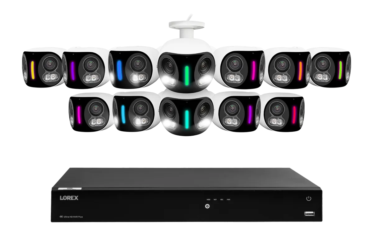 Lorex Fusion Series 4K 16 Camera Capable (Wired or Fusion Wi-Fi) 4TB Wired NVR System with H20 IP Dual Lens Cameras