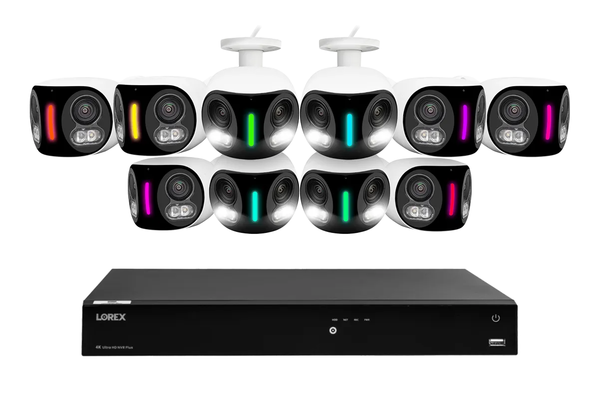 Lorex Fusion Series 4K 16 Camera Capable (Wired or Fusion Wi-Fi) 4TB Wired NVR System with H20 IP Dual Lens Cameras