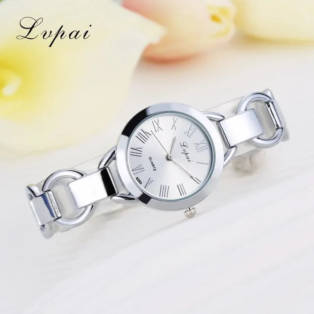 Lvpai Brand Fashion Bracelet Watch Women Alloy Luxury Watch Quartz Wristwatch Classic Gold Ladies Casual Business Watch