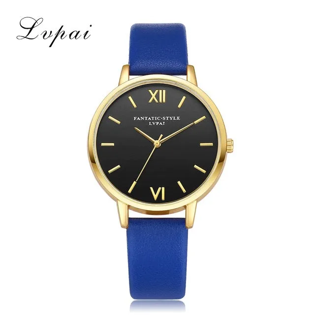 Lvpai Brand New Gold Black Roman Numerals Women Watches Brand Luxury Round Fashion Popular Wristwatch Female Quartz Watch