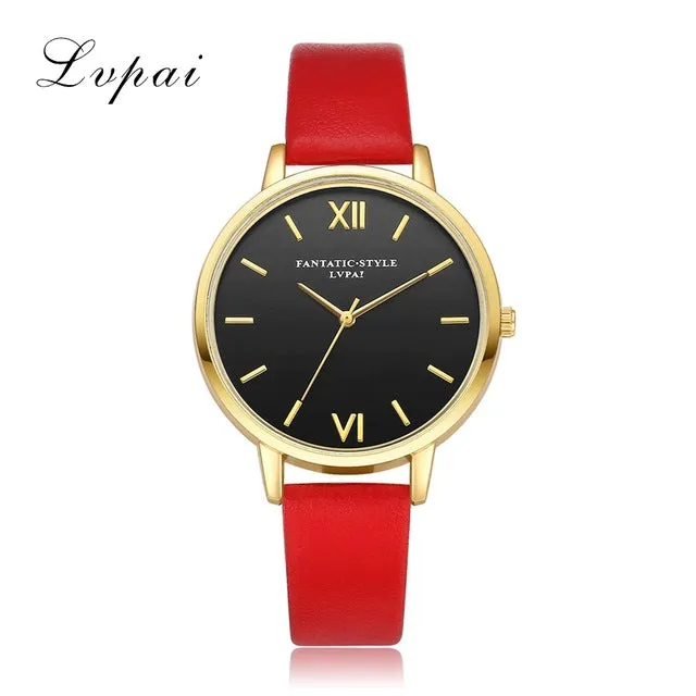 Lvpai Brand New Gold Black Roman Numerals Women Watches Brand Luxury Round Fashion Popular Wristwatch Female Quartz Watch