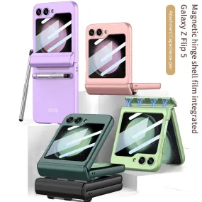 Magnetic Hinge Full Protection Business Stylish Flip Phone Case With Stylus Slot For Samsung Galaxy Z Flip5