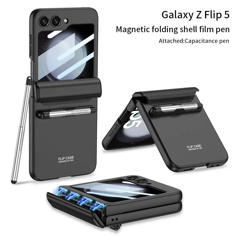 Magnetic Hinge Full Protection Business Stylish Flip Phone Case With Stylus Slot For Samsung Galaxy Z Flip5