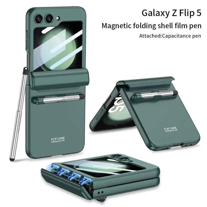 Magnetic Hinge Full Protection Business Stylish Flip Phone Case With Stylus Slot For Samsung Galaxy Z Flip5