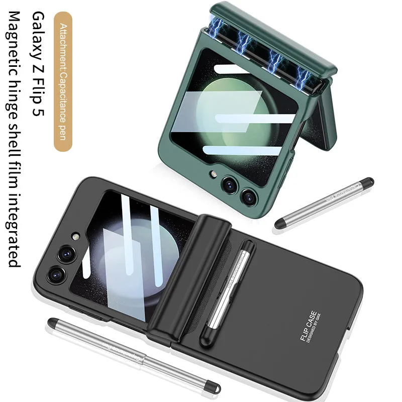 Magnetic Hinge Full Protection Business Stylish Flip Phone Case With Stylus Slot For Samsung Galaxy Z Flip5