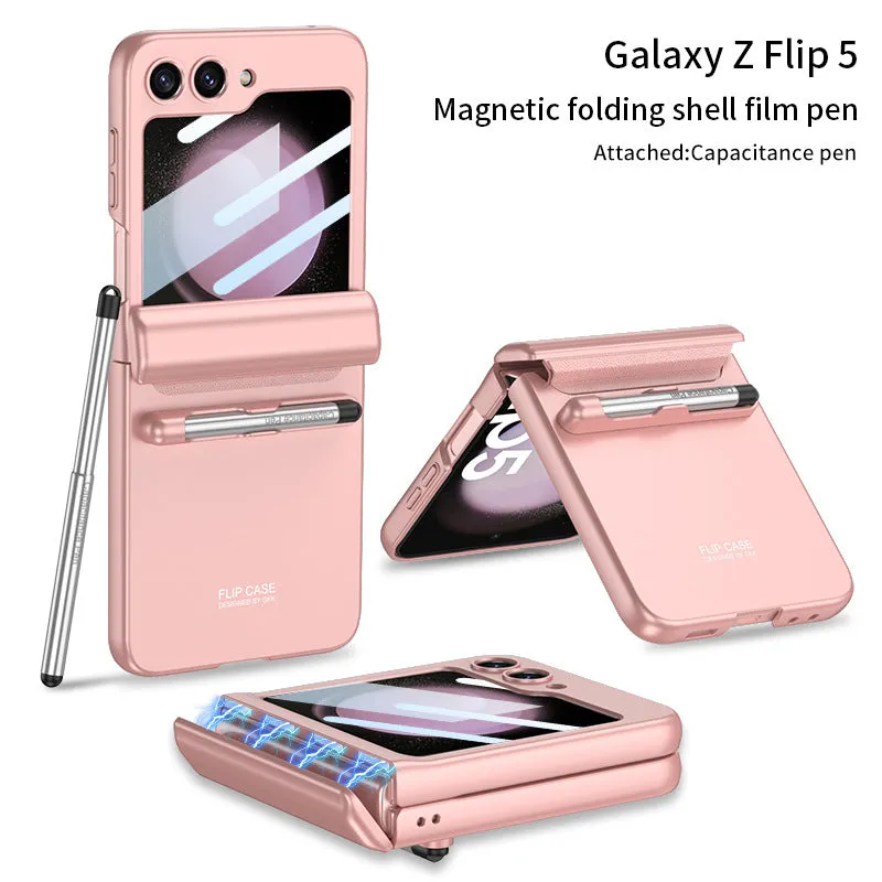 Magnetic Hinge Full Protection Business Stylish Flip Phone Case With Stylus Slot For Samsung Galaxy Z Flip5